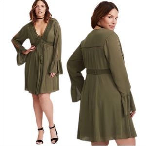 Long Sleeve Tie Front Dress